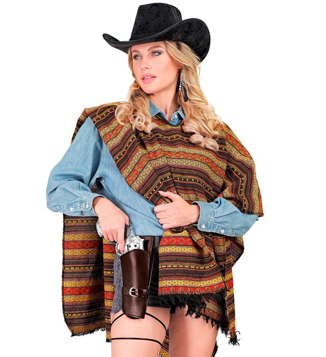 Brown Leather-Look Double Holster With Buckles