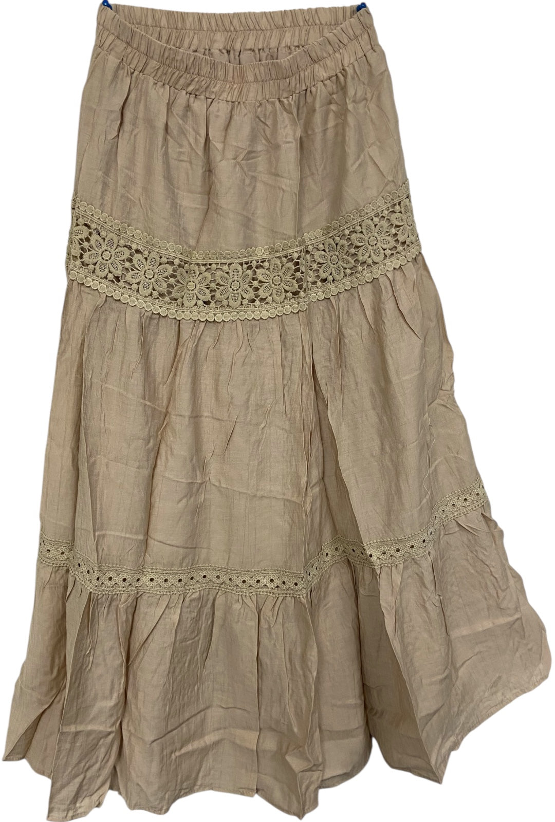 Light Brown Boho Skirt With Floral Detail