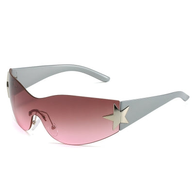 Silver & Pink Y2K Star Glasses