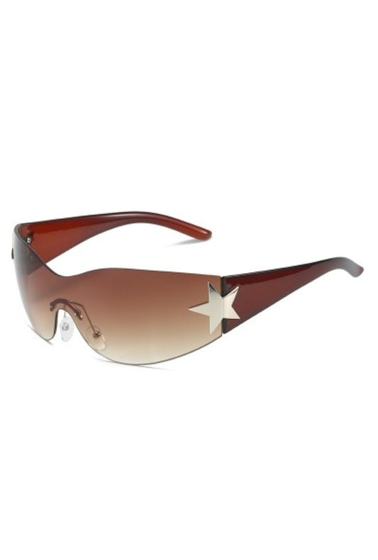 Brown Y2K Star Glasses