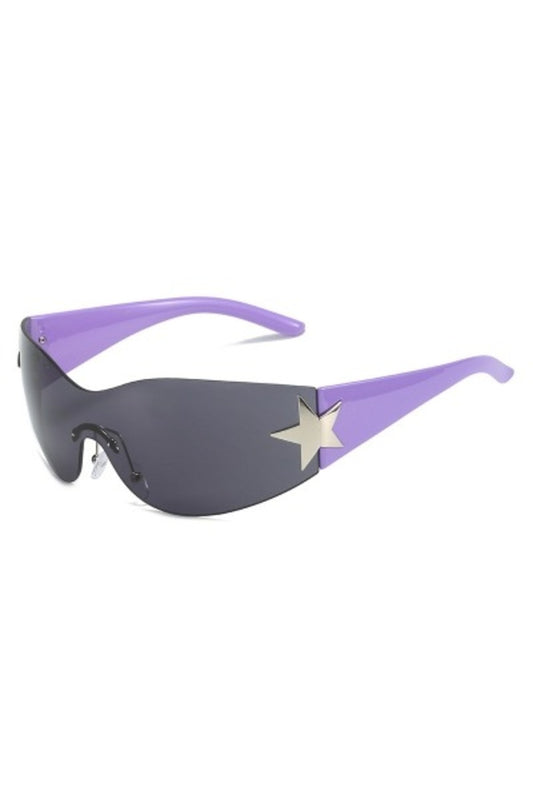 Purple Y2K Star Glasses