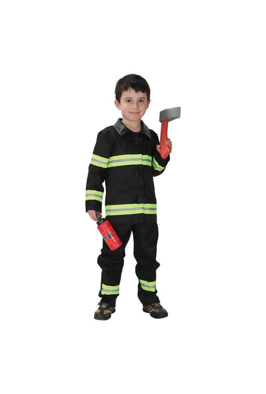Kids Black Fireman Costume