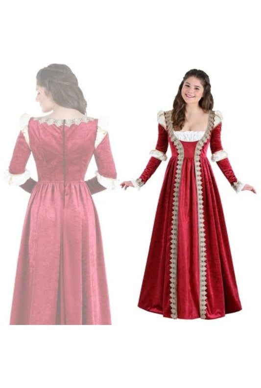 Red Velvet Medieval Dress