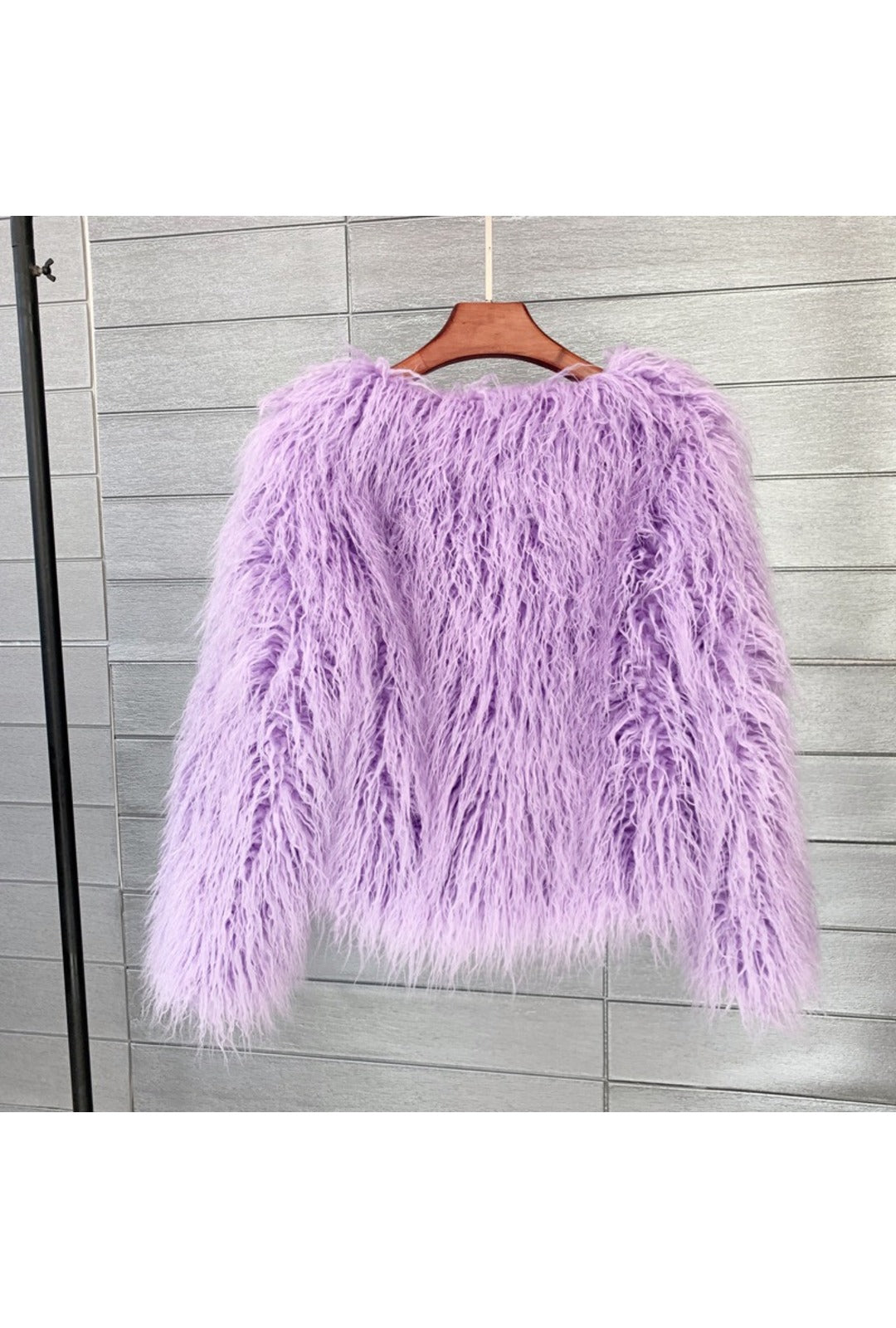 Light Purple Shaggy Faux Fur Coat