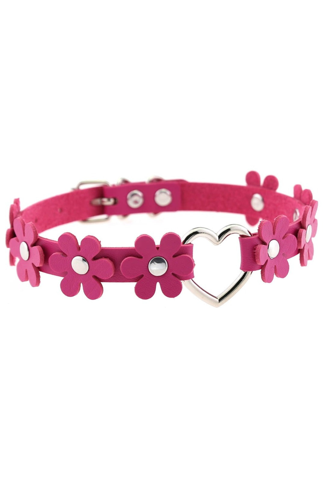 Hot Pink Flower & Heart Choker
