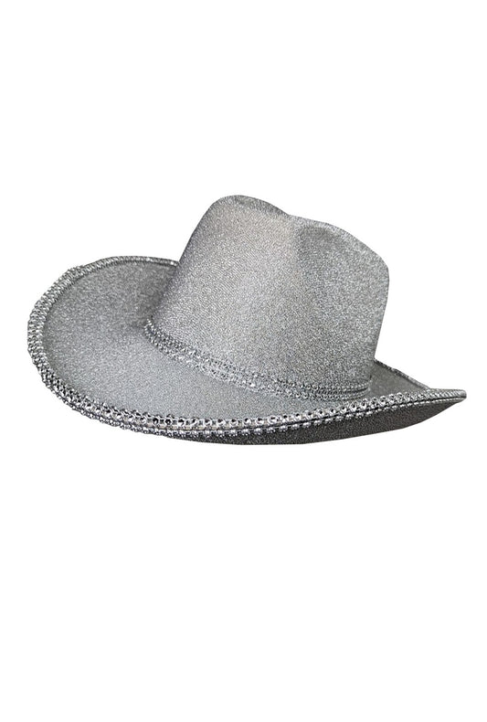 Silver Glitter Festival Cowboy Hat