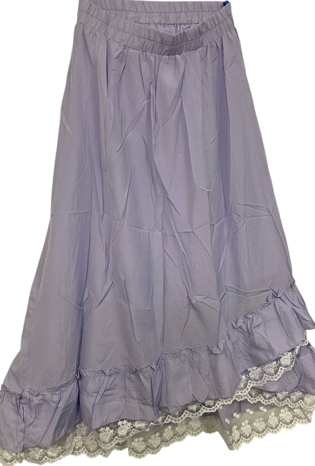 Lavender Boho Skirt With Lace Detail