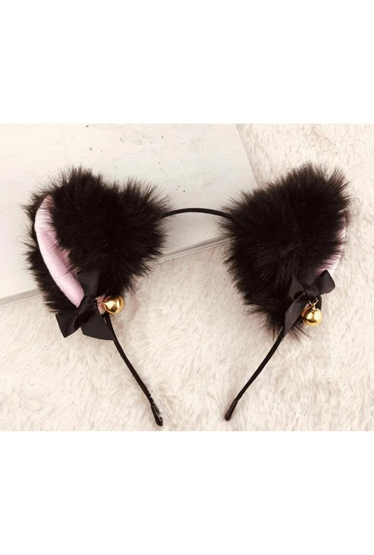 Black Fluffy Ears Headband