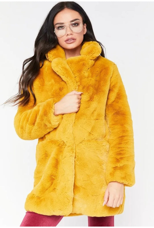 Golden Yellow Fur Coat