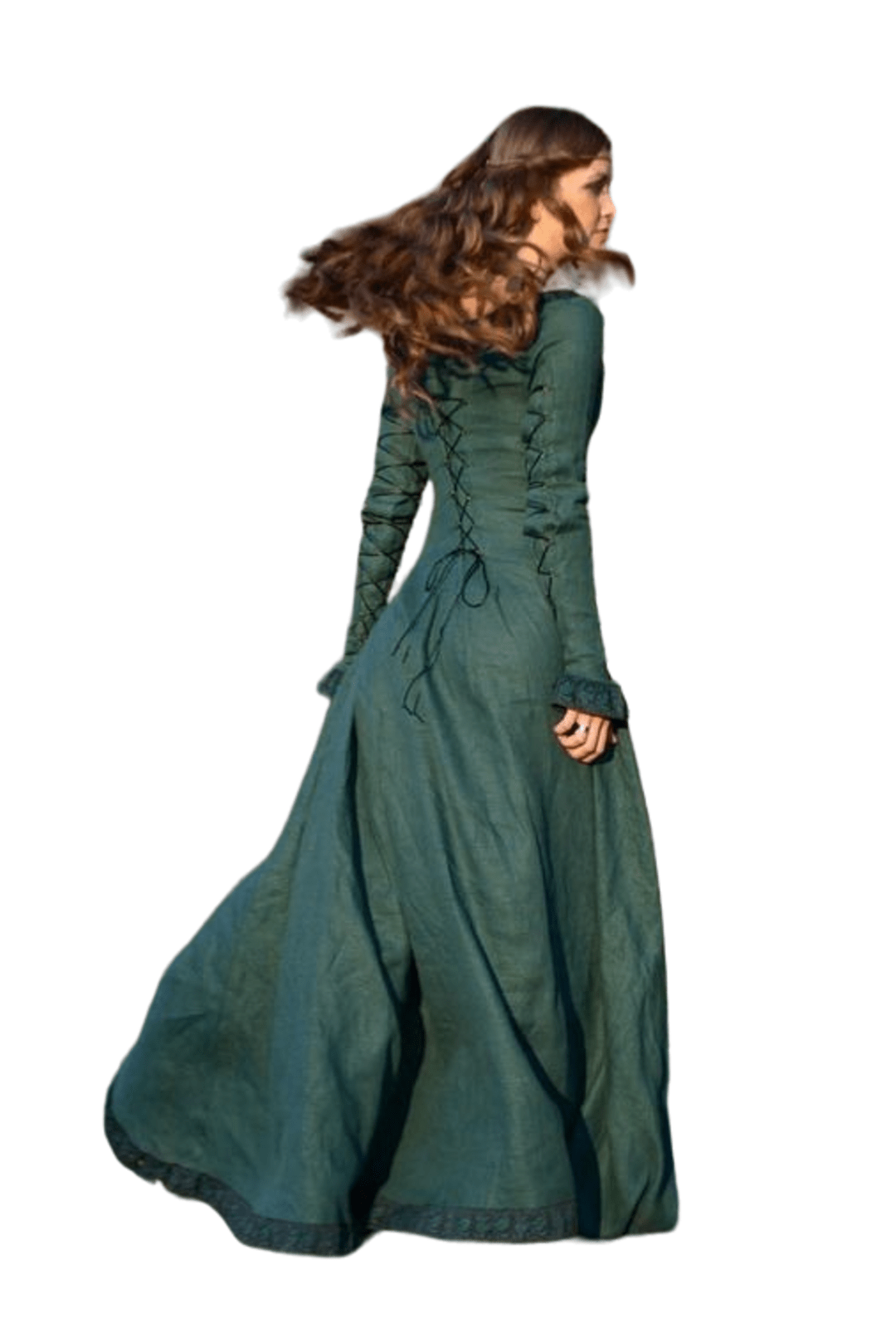 Green Medieval Dress with Trim