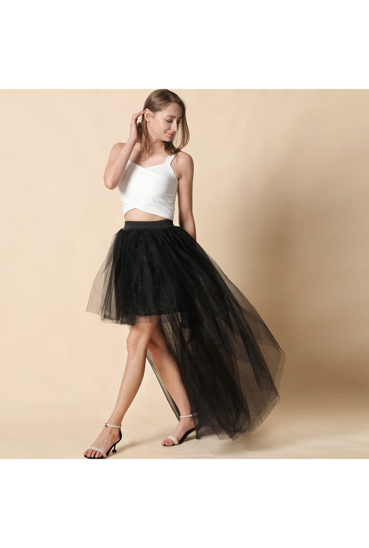 Black High-Low Tulle Skirt