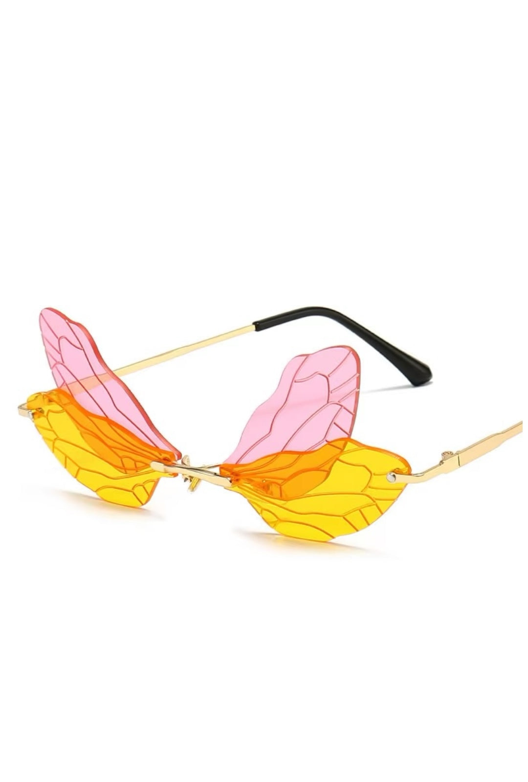Pink And Yellow Fashion Wings Glasses