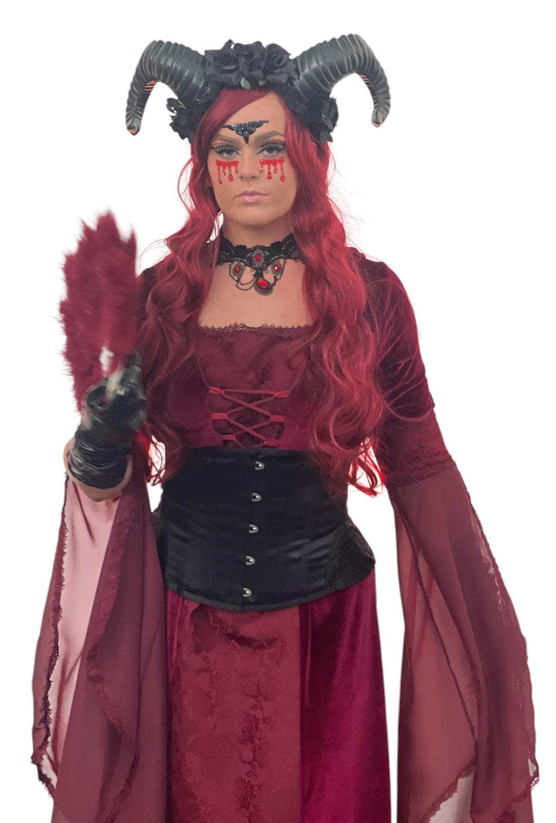 Red Hooded Velvet Medieval Dress