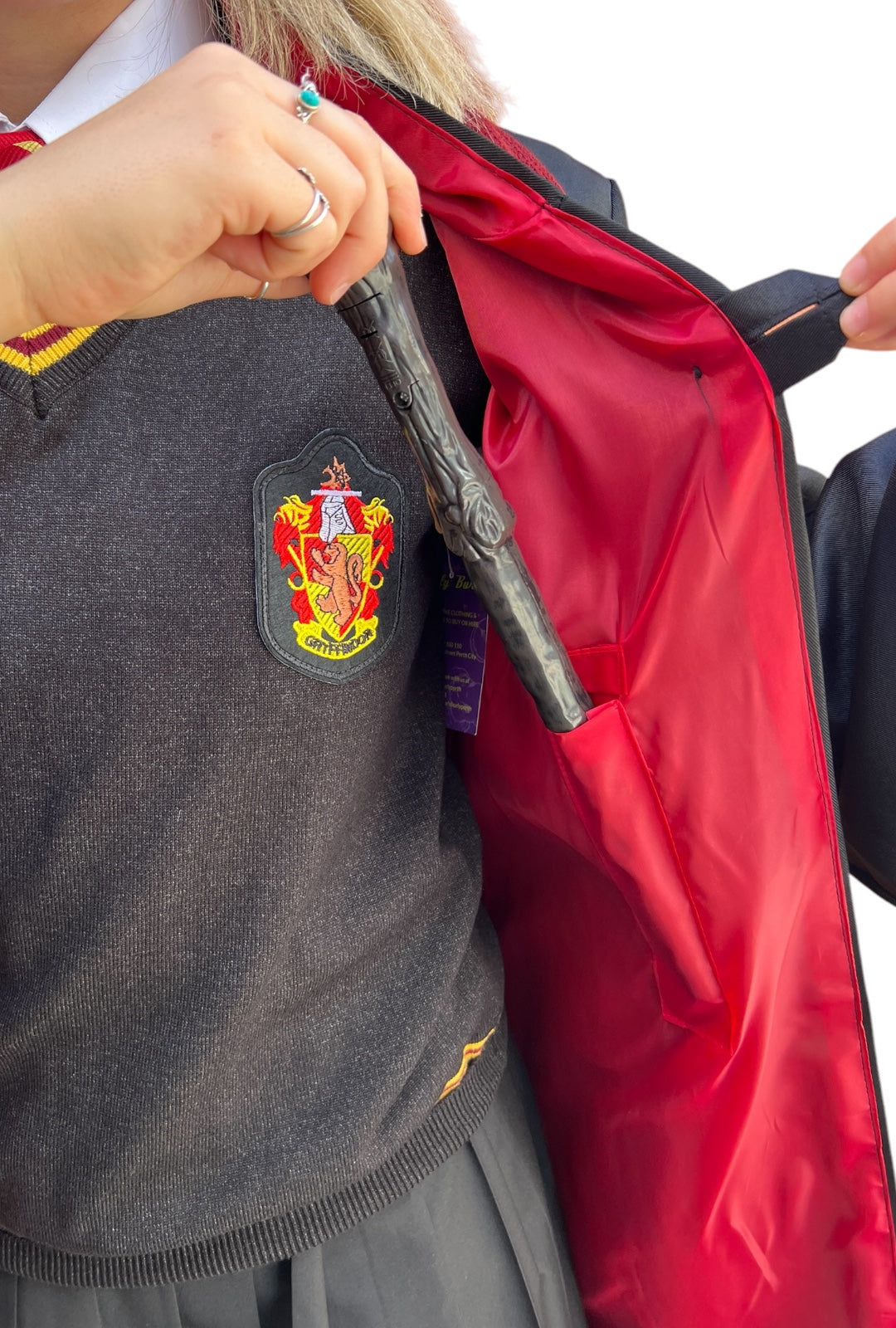 gryffindor harry potter robe black wizard ron hermione wand pocket