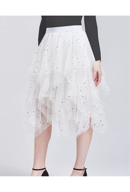 White Mesh Skirt with Stars