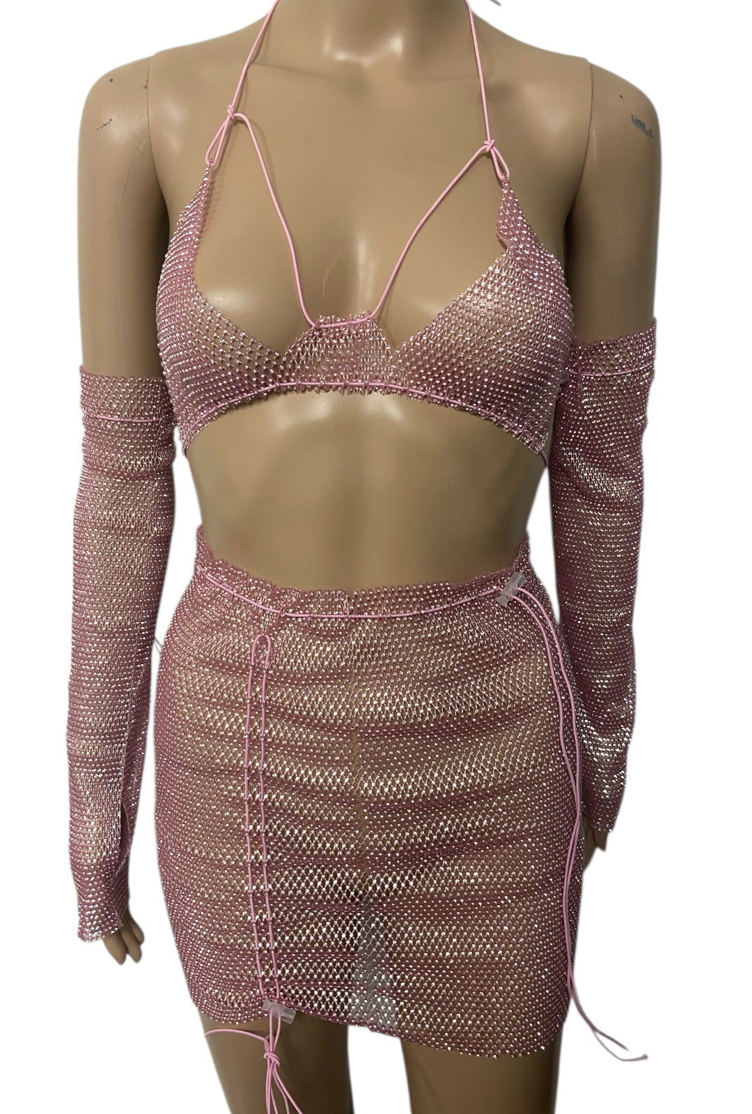 Dusty Rose Crystal Mesh Festival Set