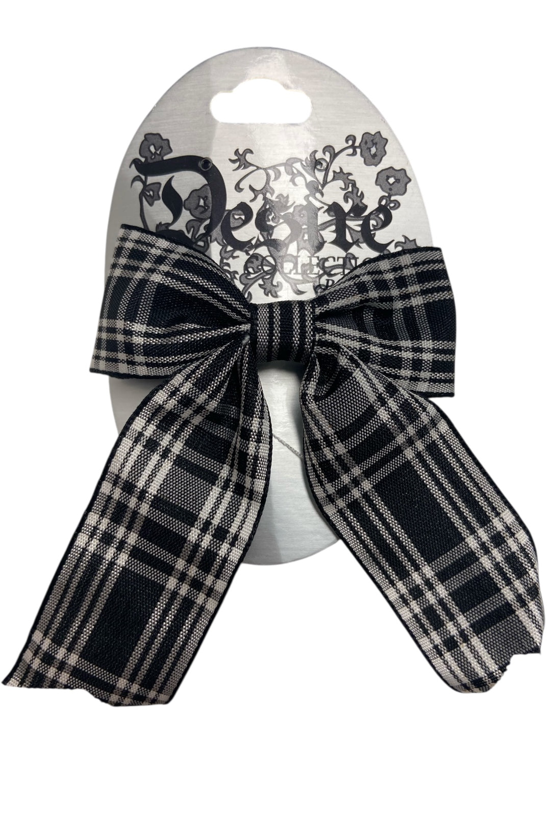 Black Plaid Hair Bow