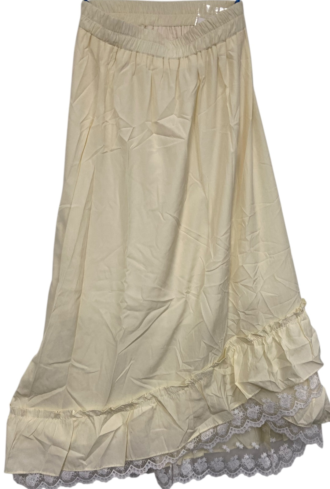 Butter Yellow Boho Skirt With Lace Detail