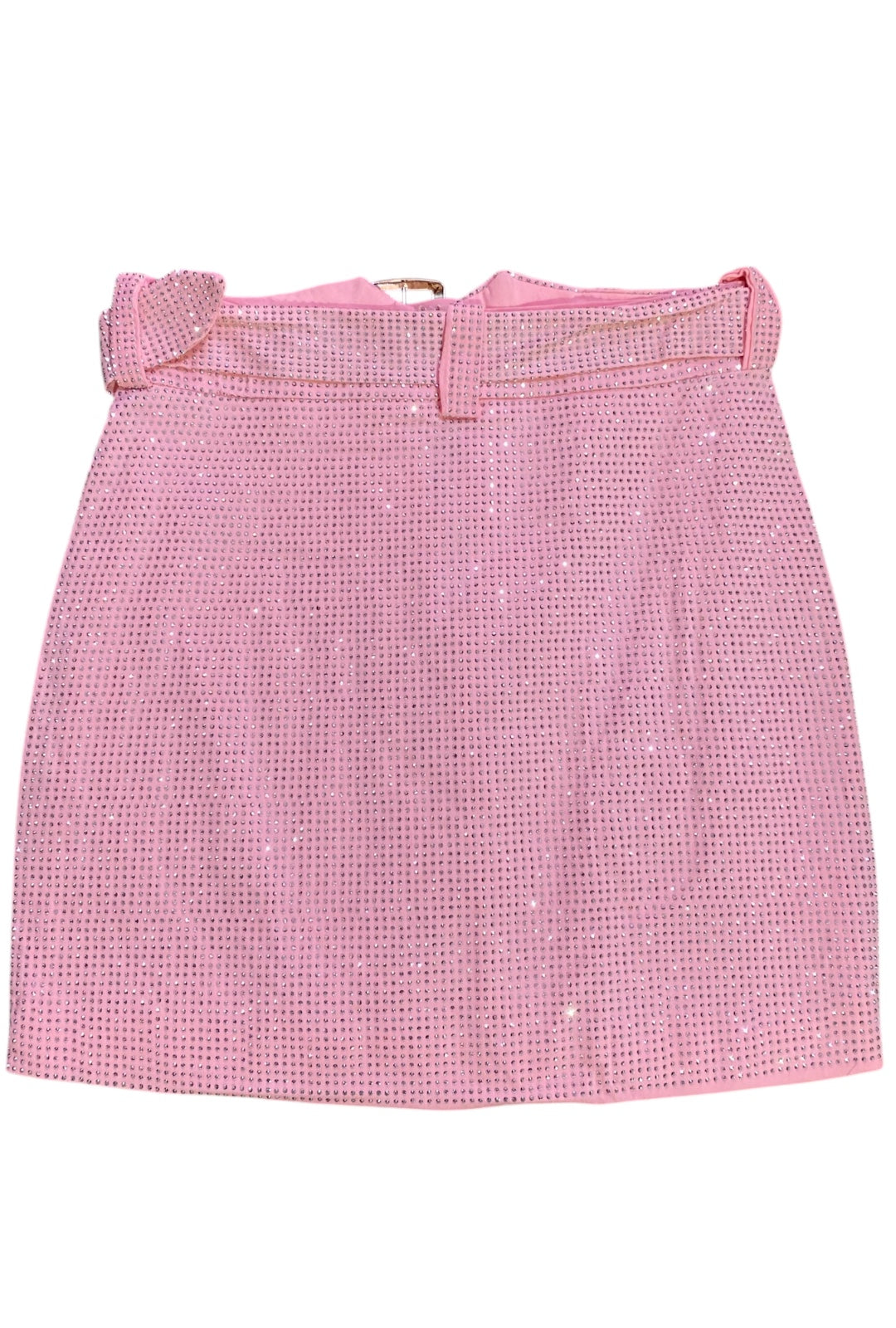 Rhinestone Silver and Pink Utility Skirt
