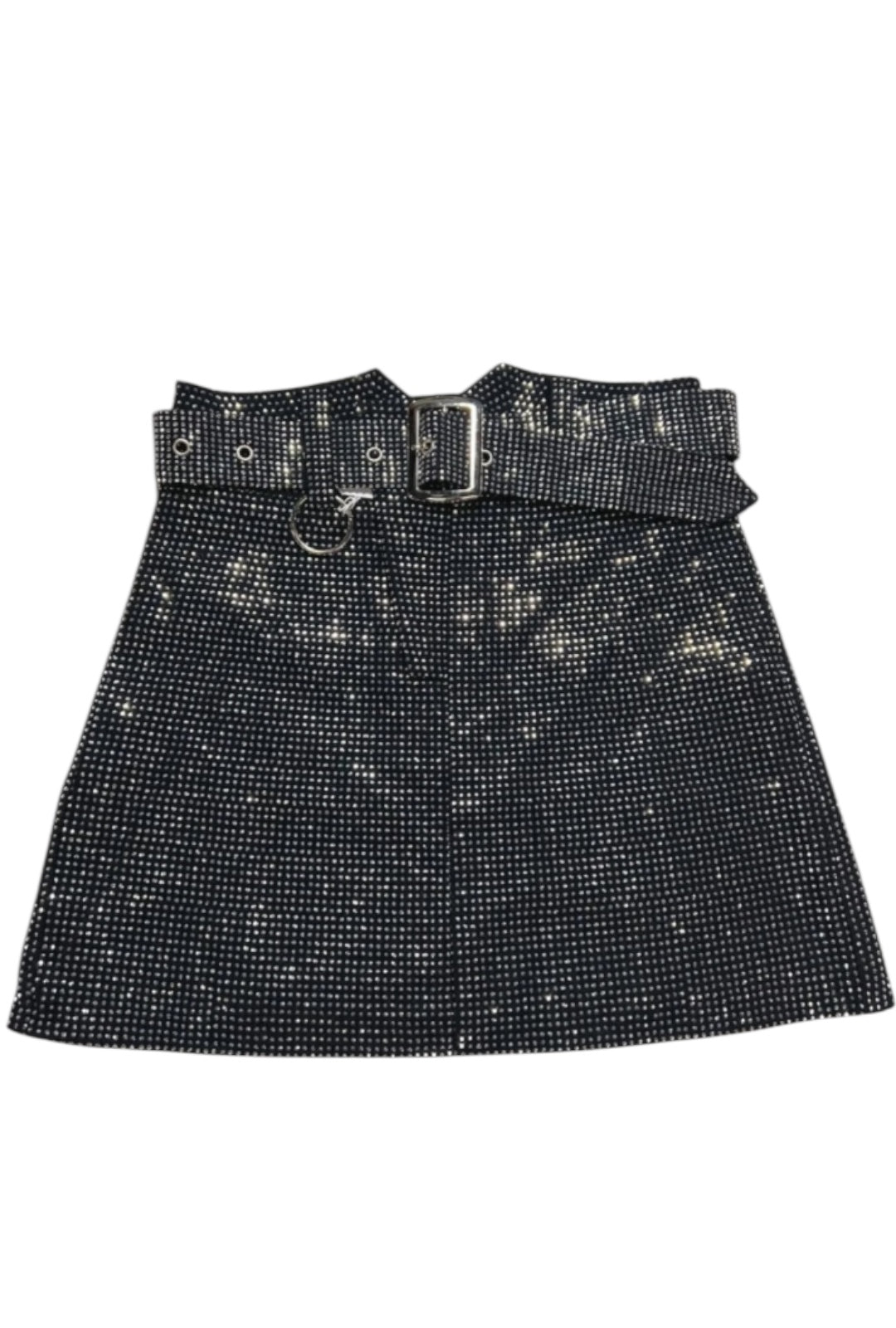 Black Rhinestone Utility Skirt