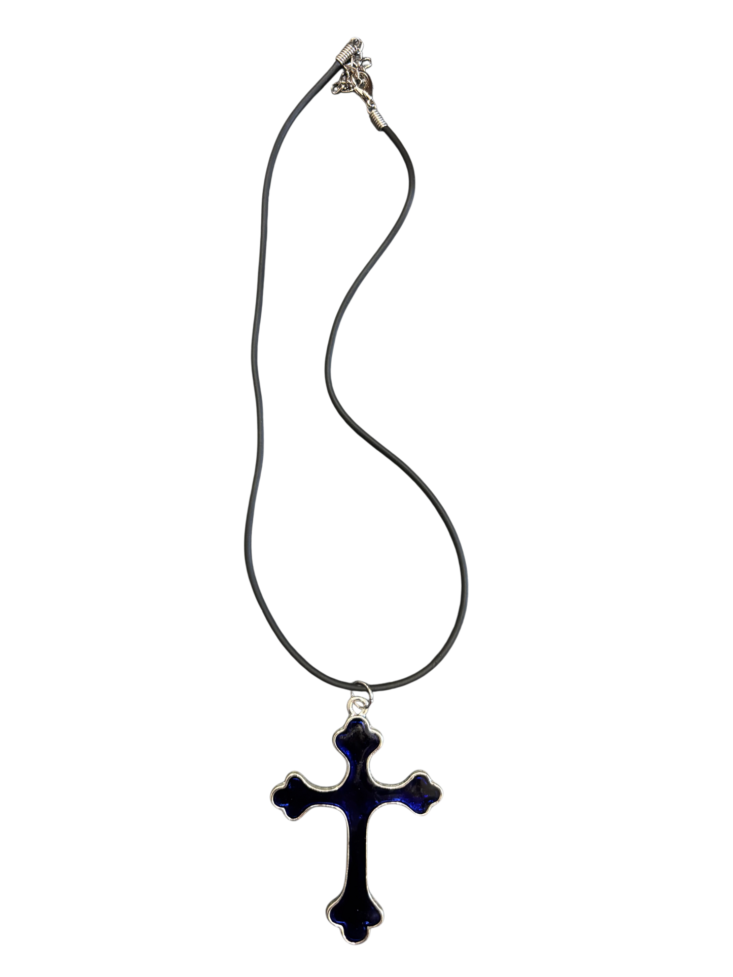 Gothic Indigo Blue Cross Necklace