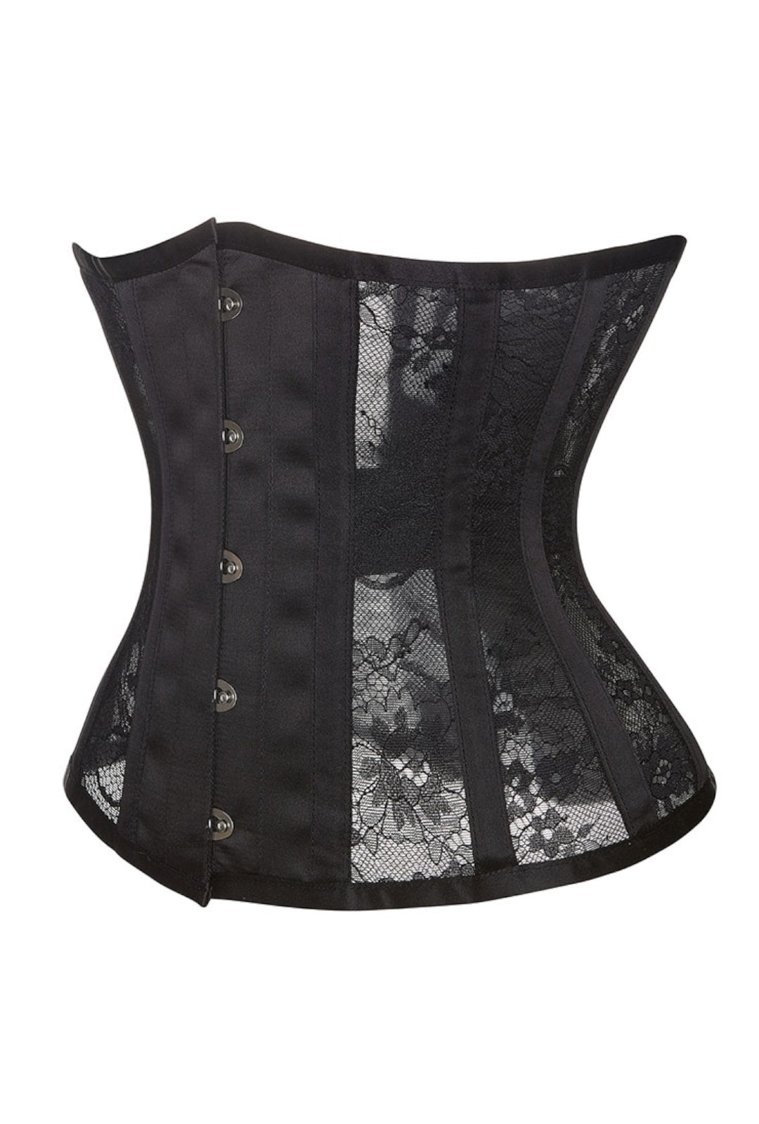 Black Steel Boned Sheer Lace Under-Bust Corset