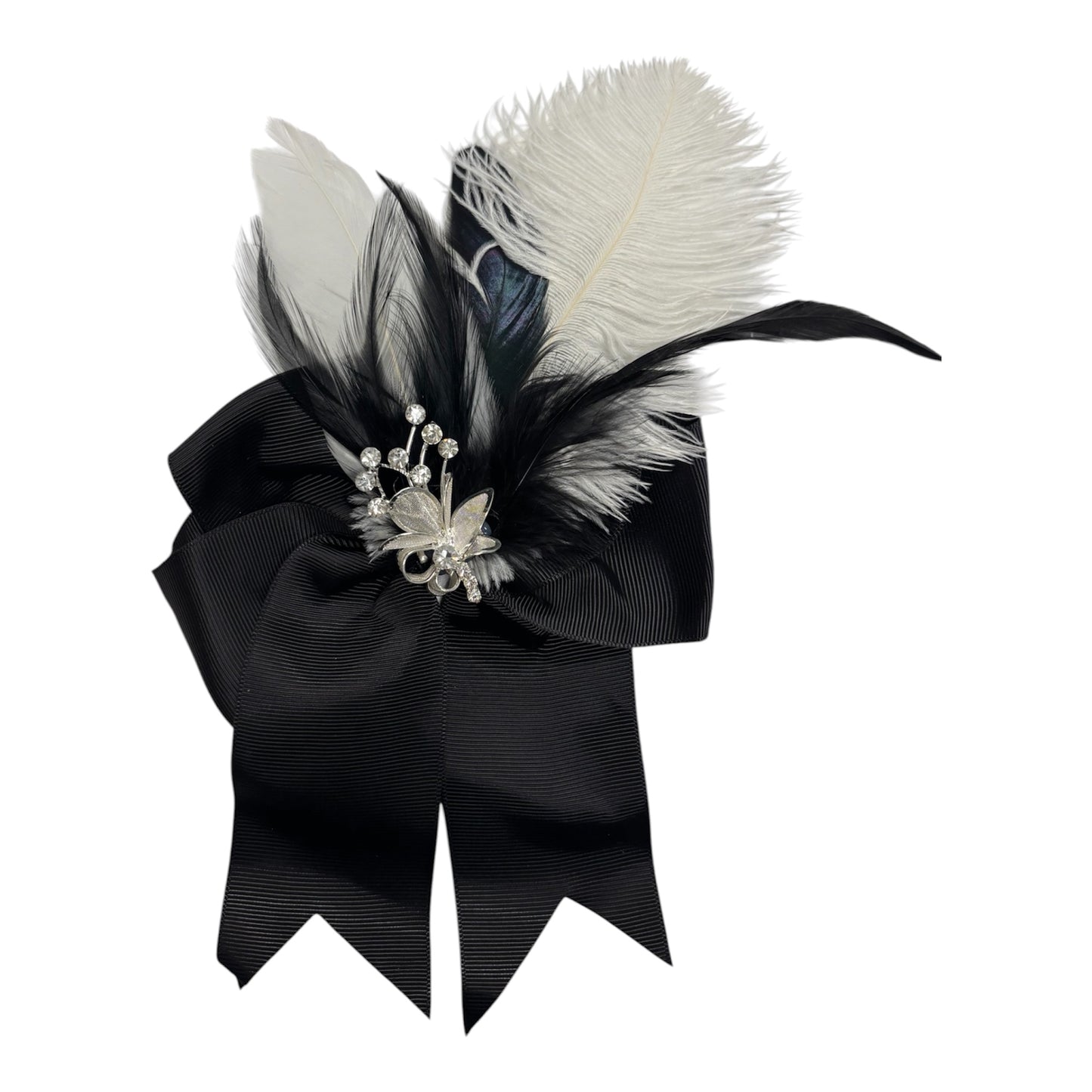 Burlesque White Feather Hair Bow