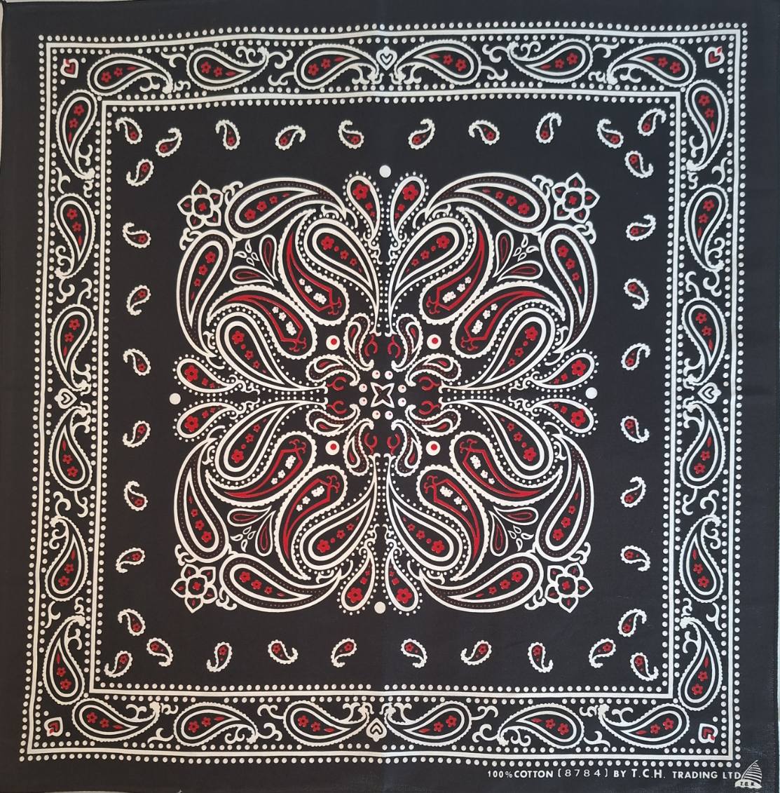 Black Red & White Classic Paisley Bandana
