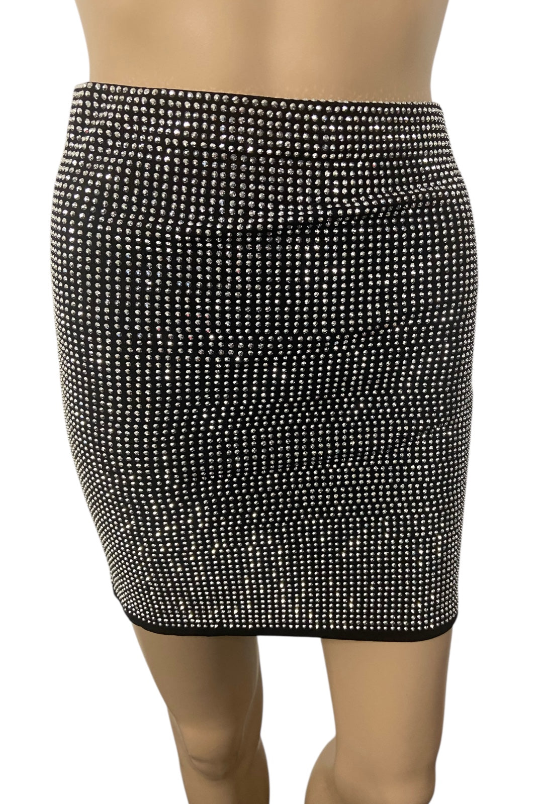 Black Mini Skirt With Silver Rhinestones