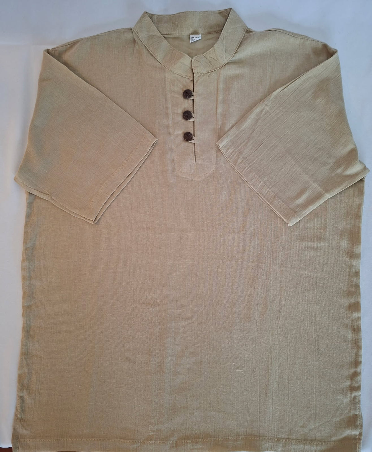 Caramel Cotton Mandarin Collar