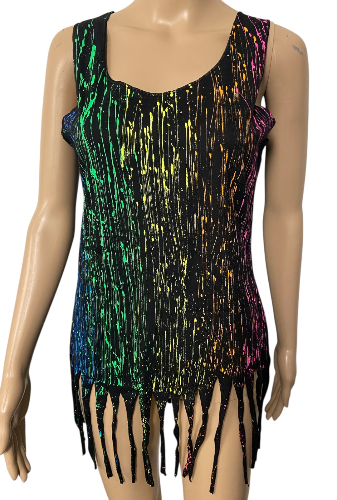 Women's Distressed UV Splatter Tank, Long