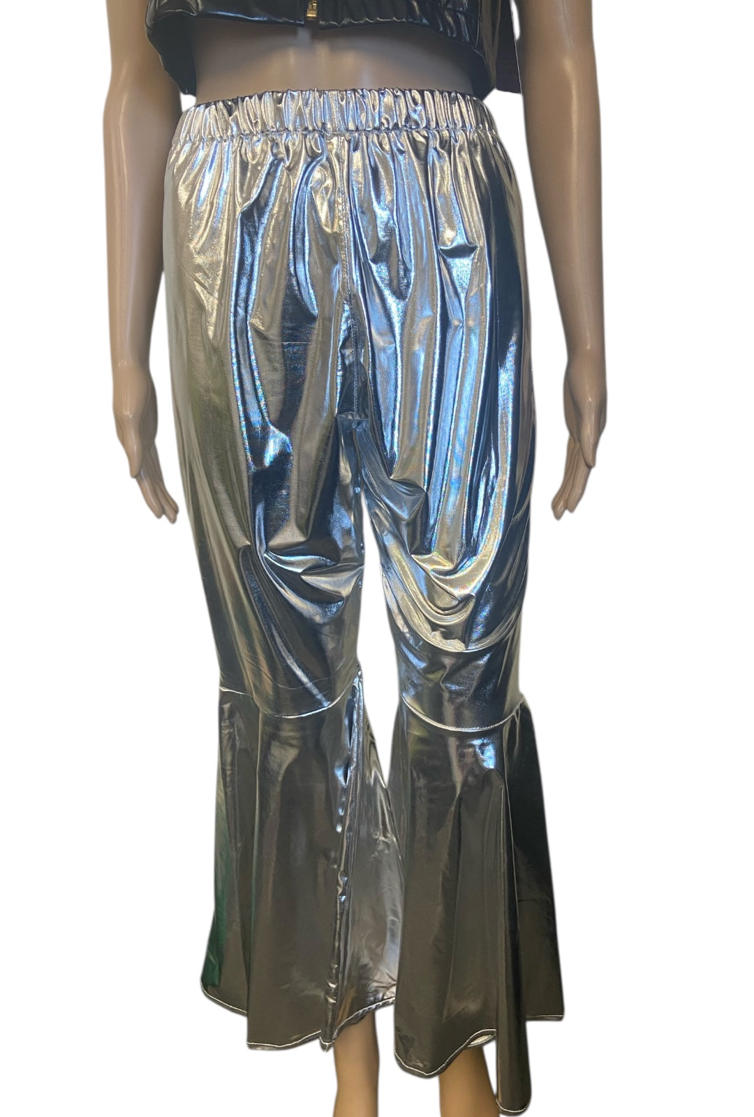 Metallic Silver Flare Pants