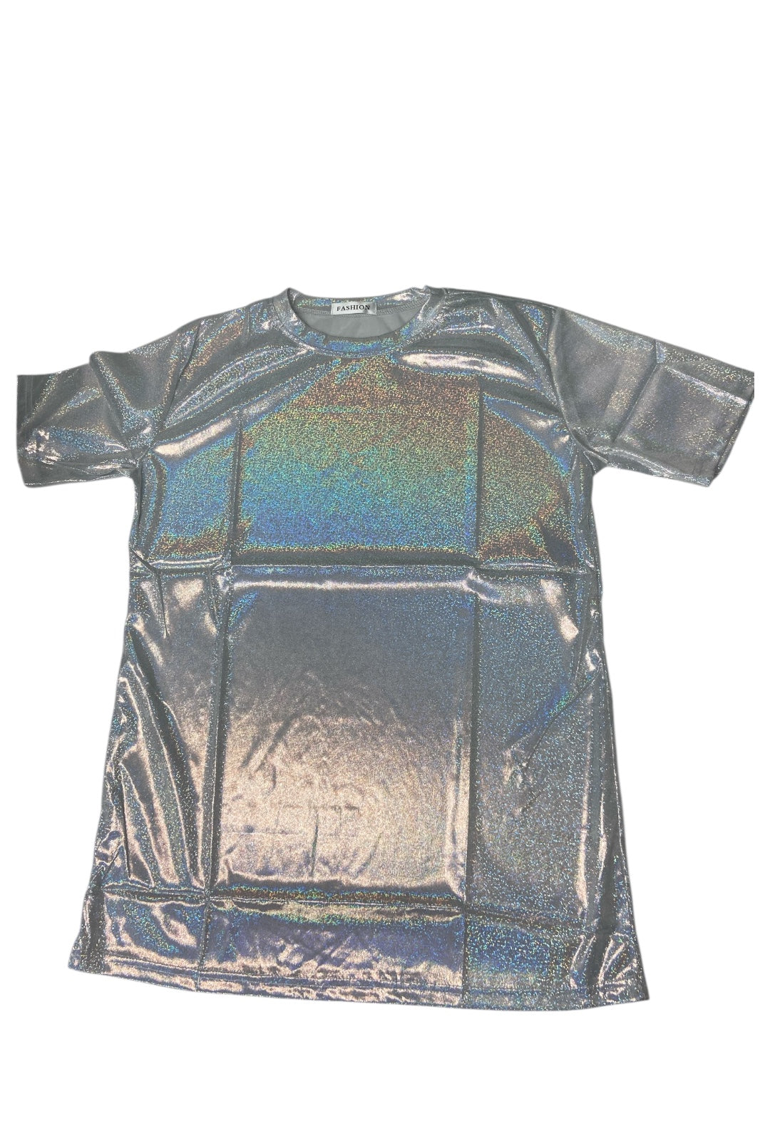 Plus Size Iridescent Silver Top
