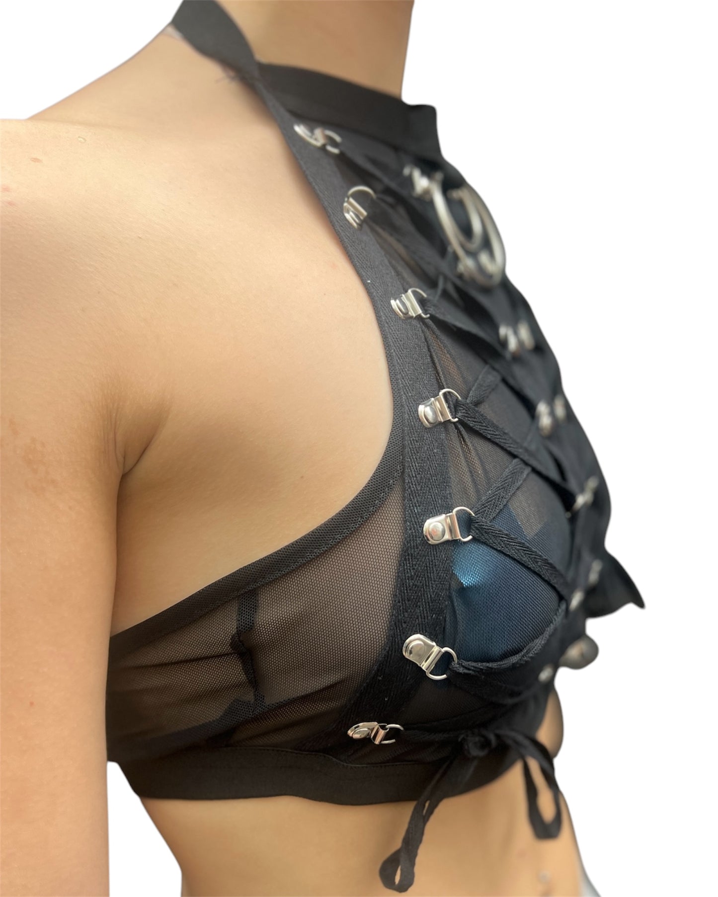 Criss Cross Mesh Halter Top