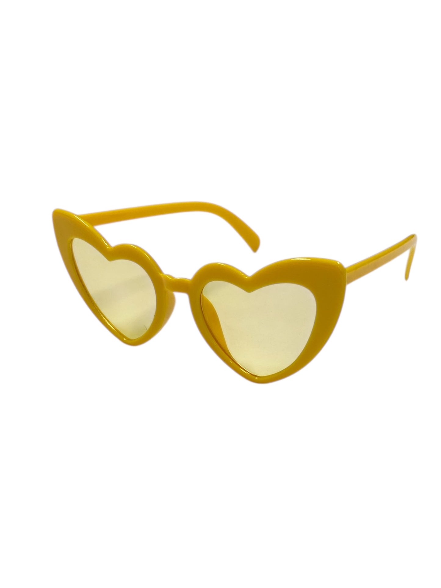 Bright Yellow Retro Heart Fashion Glasses