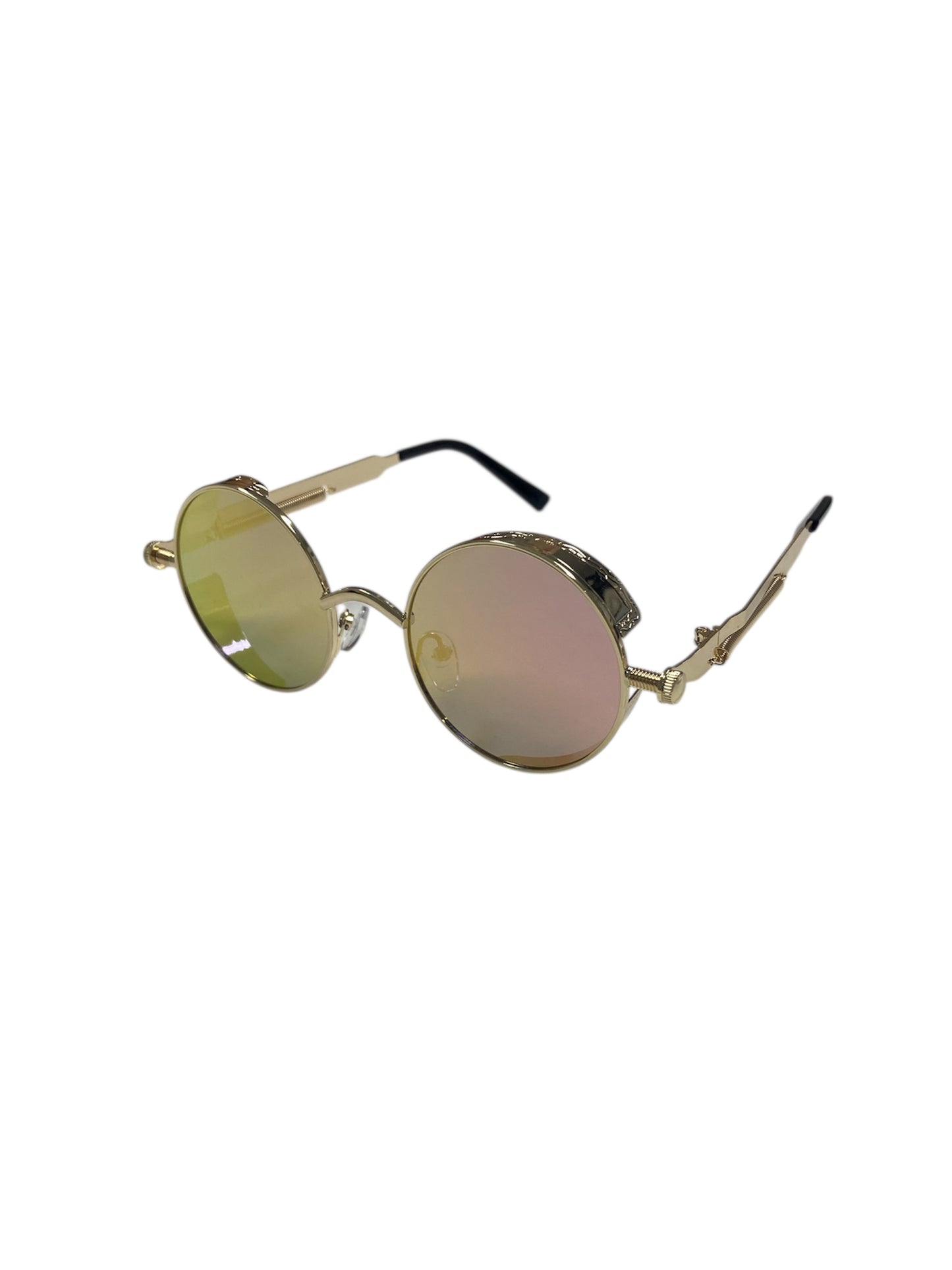 Pink Mirrored Steampunk Glasses