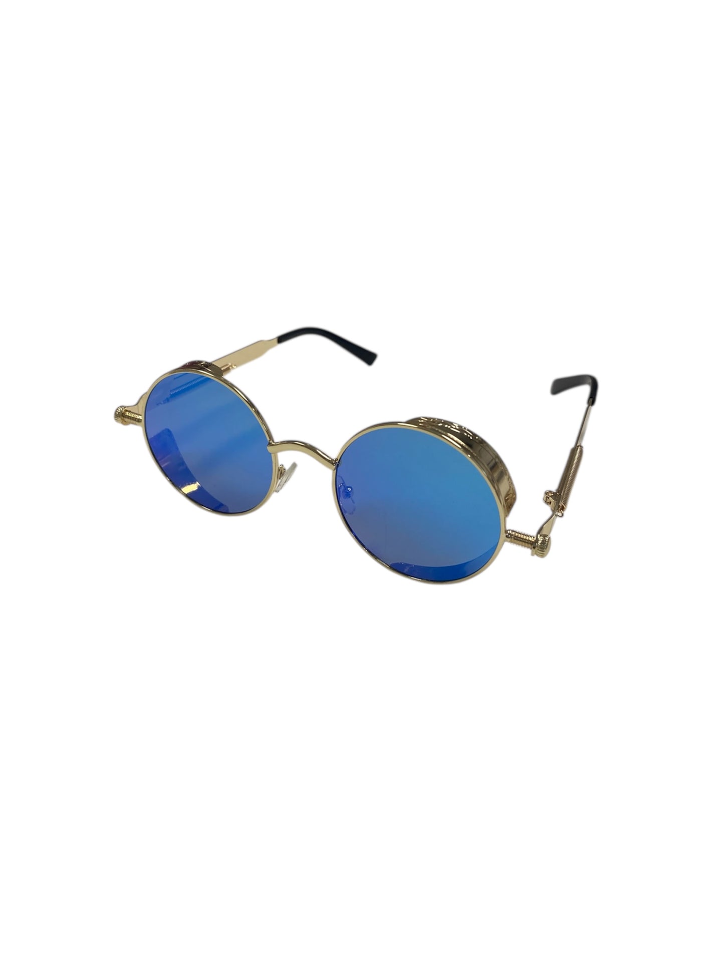 Sky Blue Mirrored Steampunk Glasses