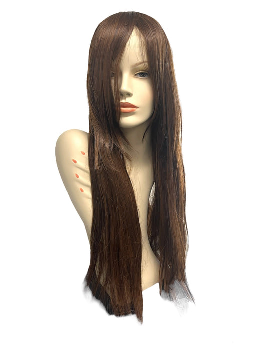 Deluxe Extra-Long Straight Medium Brown Wig