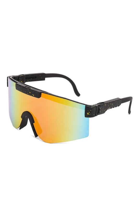 Reflective Rainbow & Black Flat Top Sunglasses