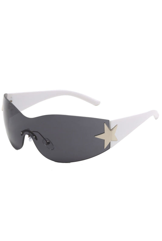 White and Black Y2K Star Glasses