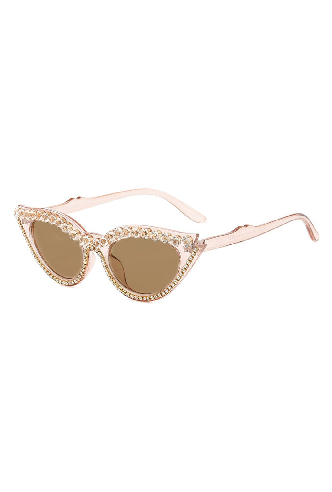 Fashion Light Mocha Rhinestone Cat Eye Glasses