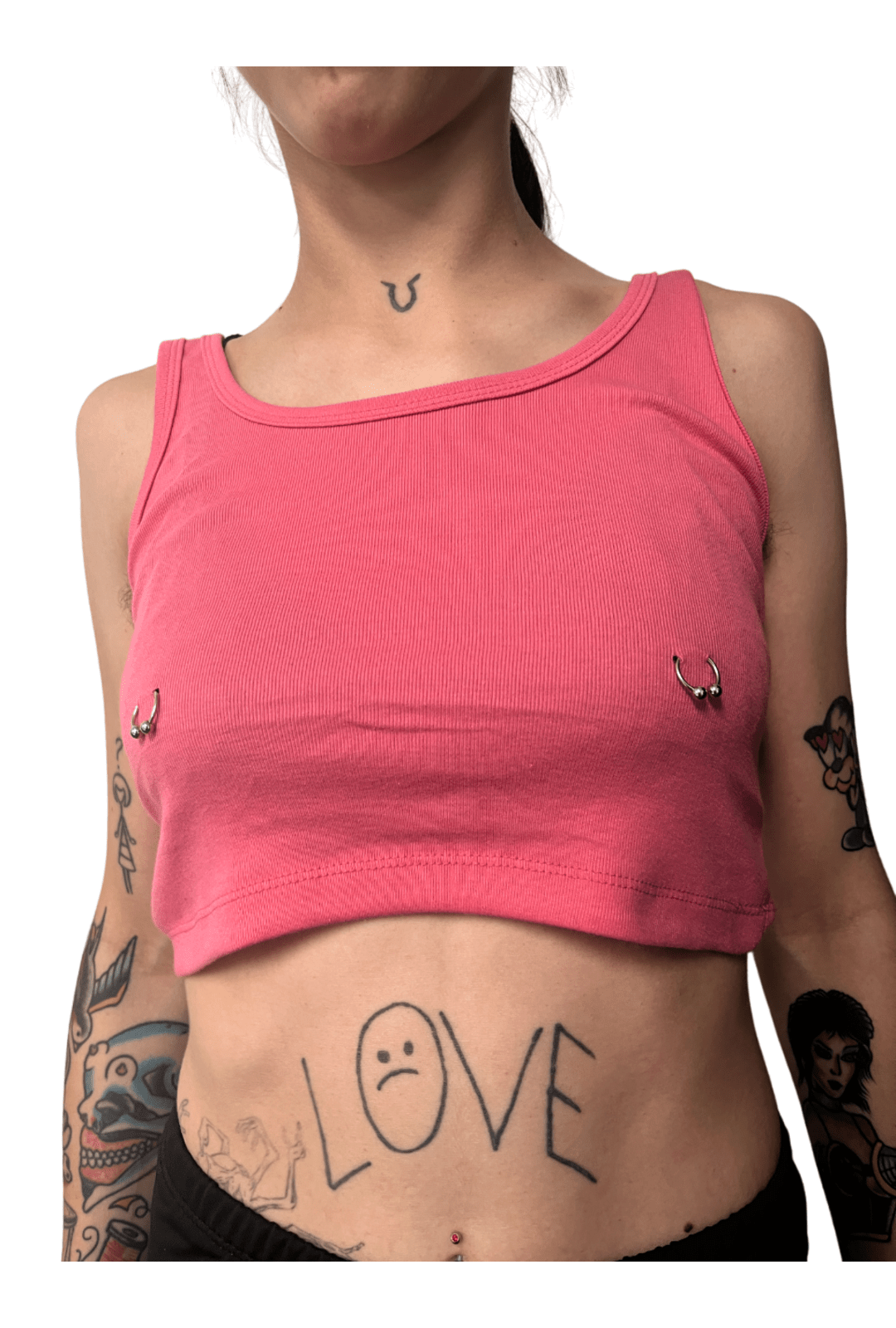 crop singlet pink pierced emo goth punk skater