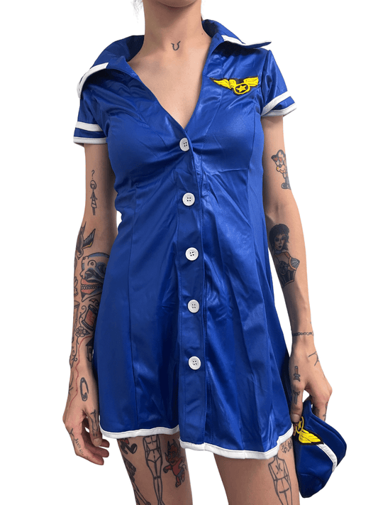 Sexy Blue Air Hostess Dress Set
