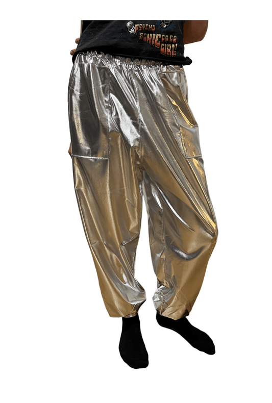 Metallic Silver Utility Pants