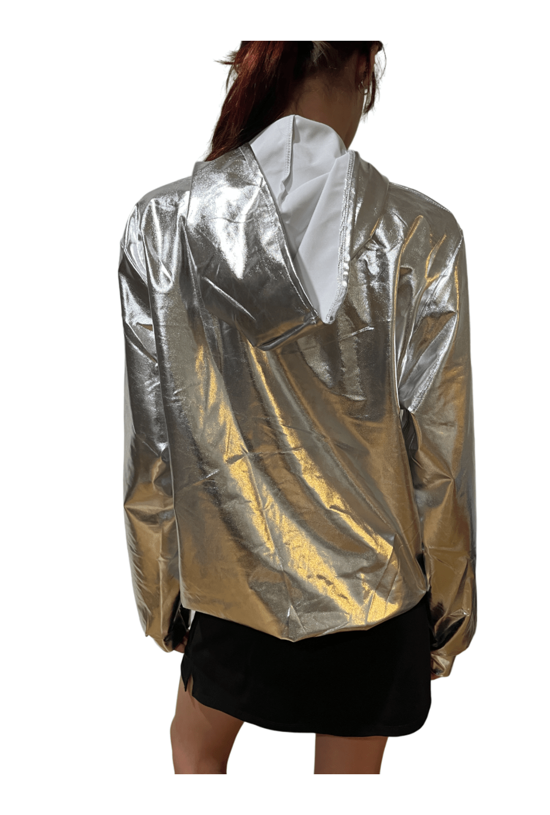 Metallic Silver Hooded Jacket