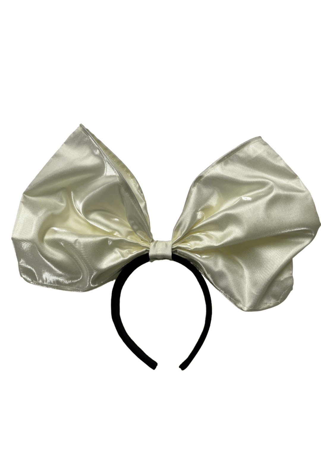 large ivory bow headband satin