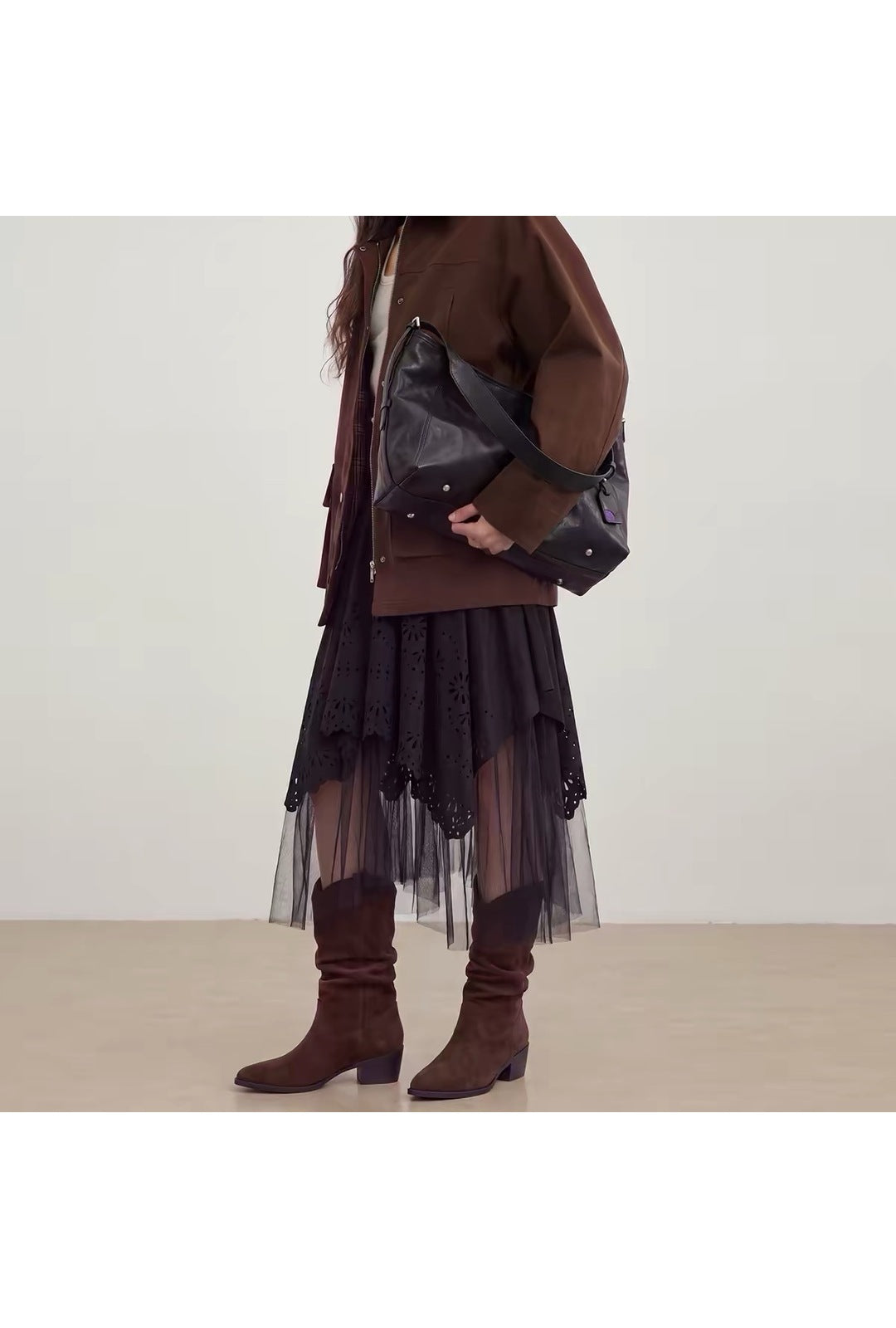 Black Boho Layered Tulle Skirt