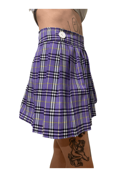 Adjustable Purple Plaid Skirt