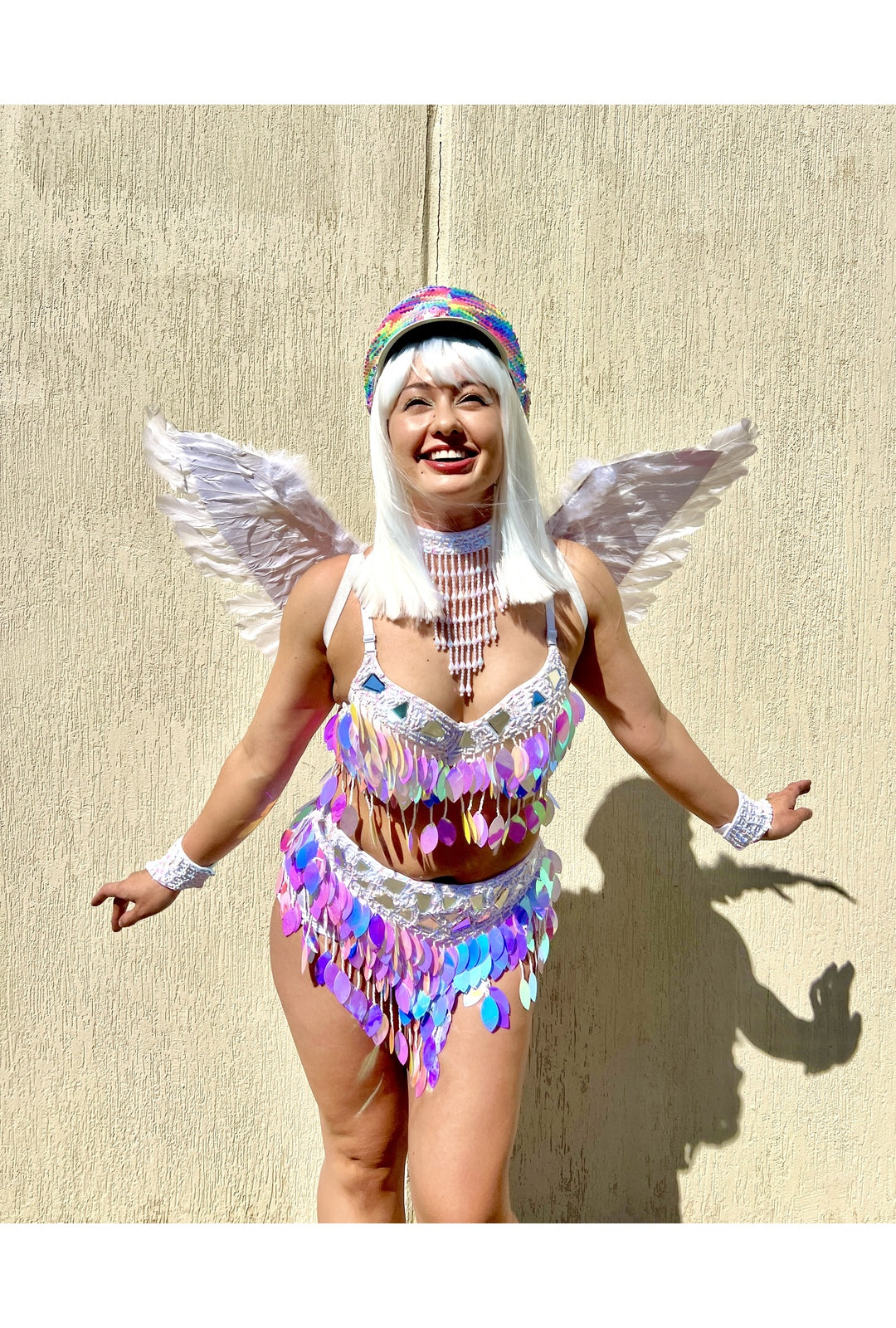 Deluxe White Medium Bob Wig