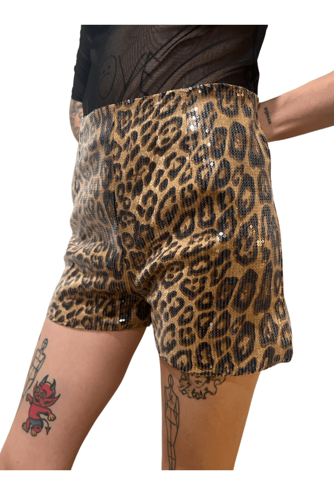 Leopard Print Sequin Shorts